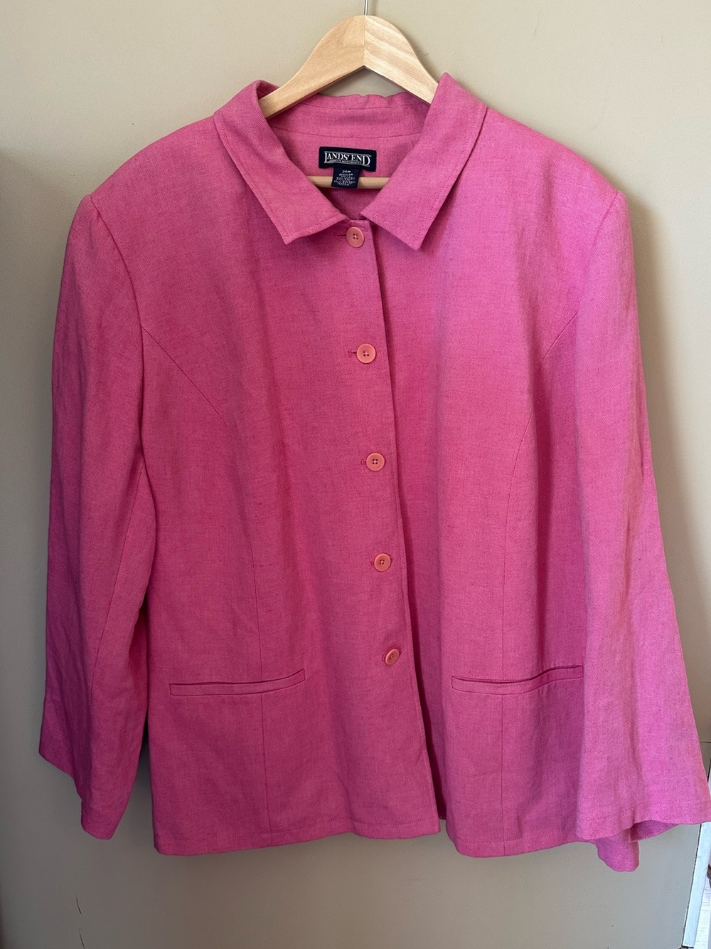 Lands’ End Linen Blend Pink Blazer Jacket Sz 26W